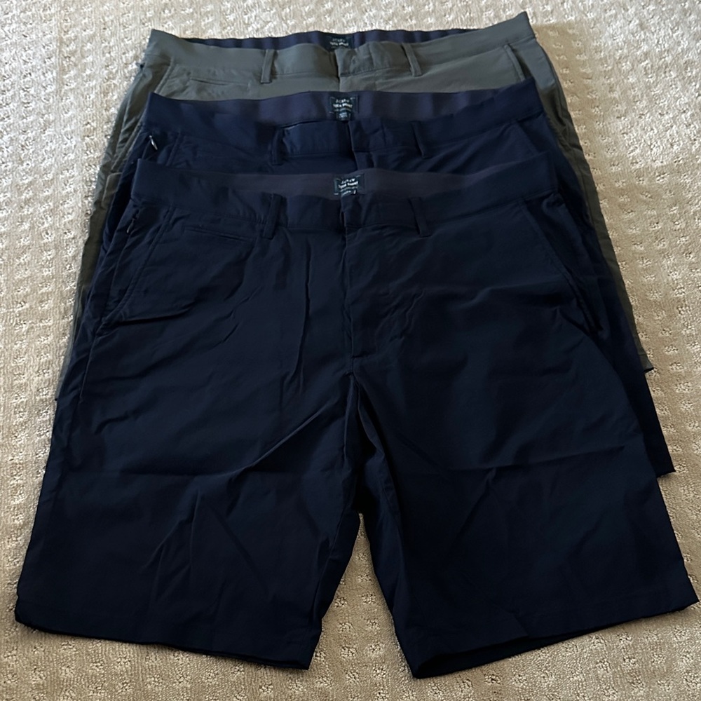 Three Pairs J.Crew Men’s Tech Shorts Navy and Gray size 36 inseam 10.5